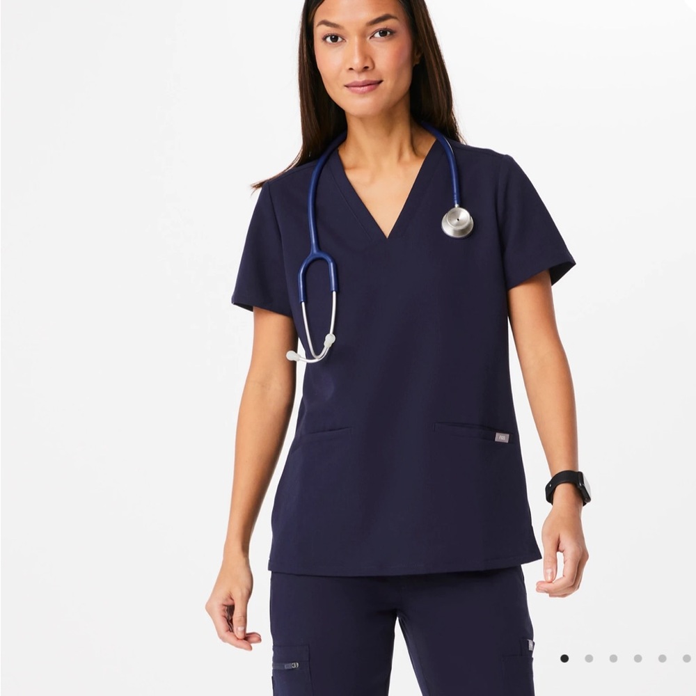 Figs Women's Deep Blue Short Sleeve Top casma scrub top